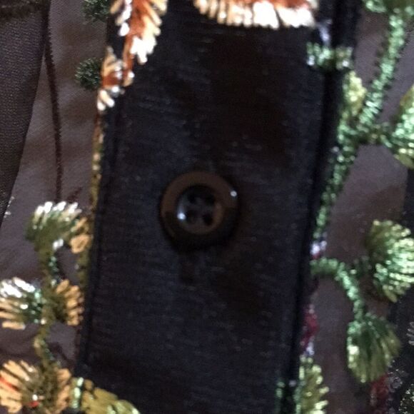 Sheer Embroidered Collared button Down Top - Picture 8 of 9